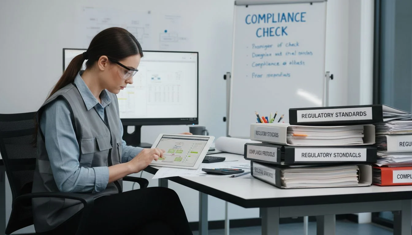 engineer checking compliance documents