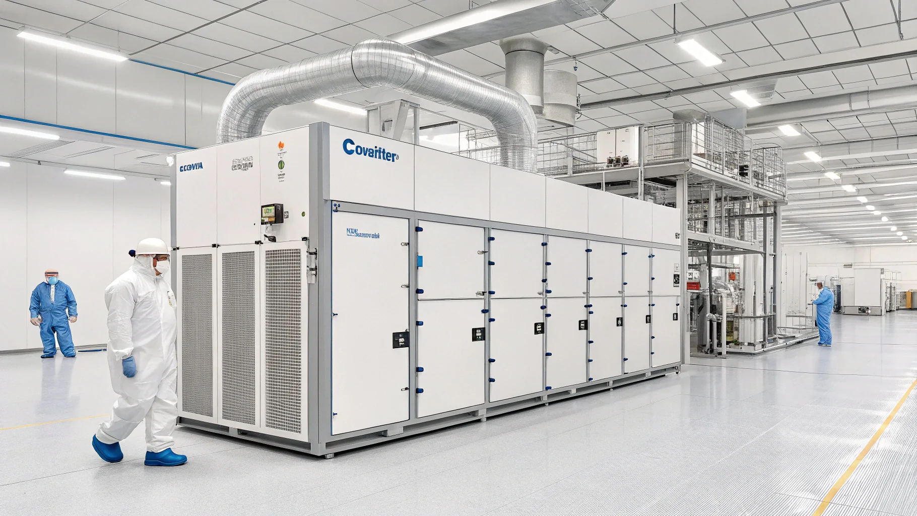 A large-scale Condair humidification system installed in a cleanroom facility