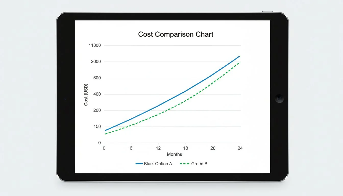 Cost comparison chart over 24 months