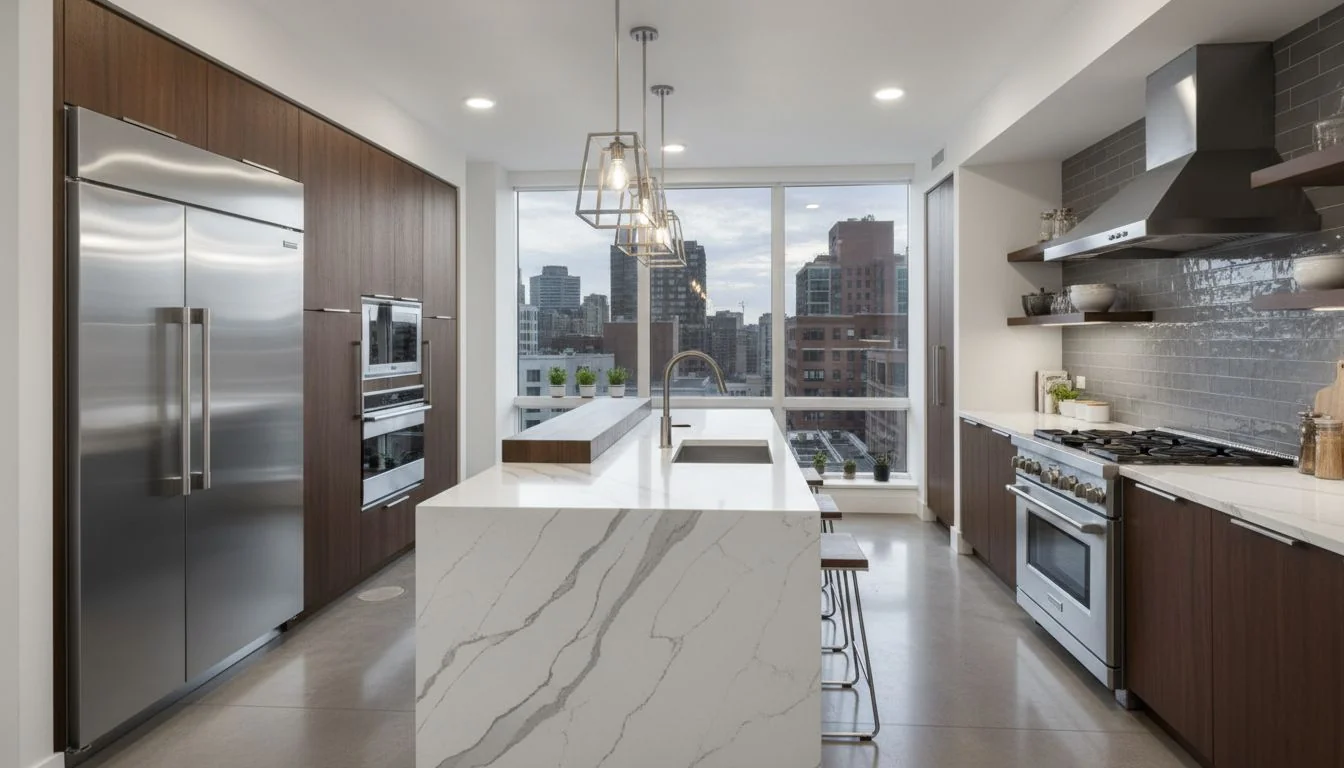 Countertop Worthy Aesthetics modern kitchen with stainless steel appliances