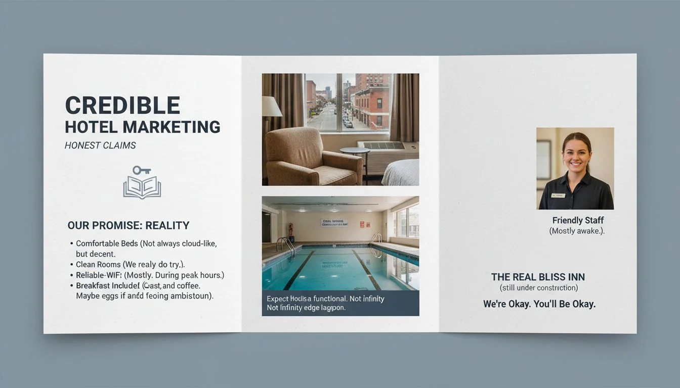 Credible Hotel Marketing hotel marketing brochure with honest claims