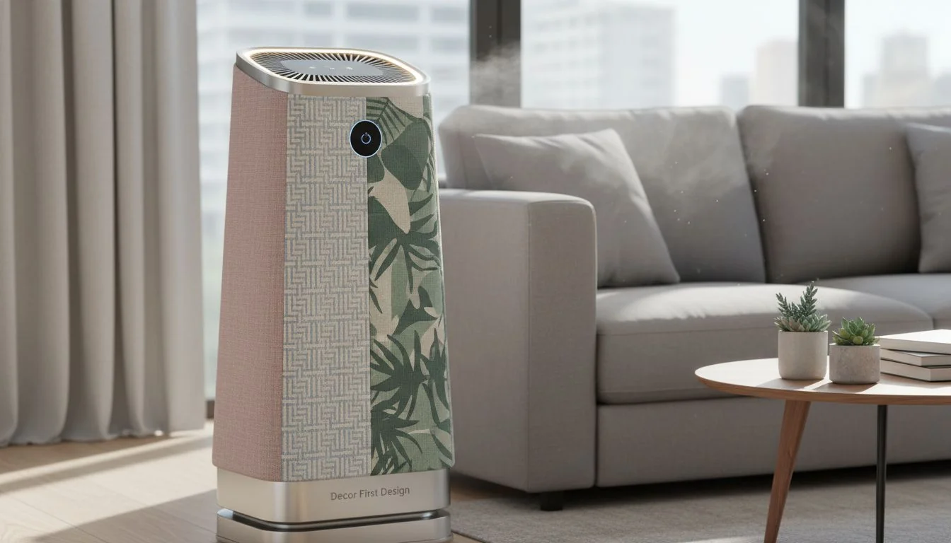 Decor First Design air purifier with swappable fabric panels