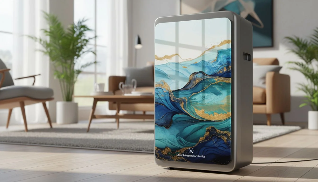 Decor Integrated Aesthetics air purifier with custom art panel front