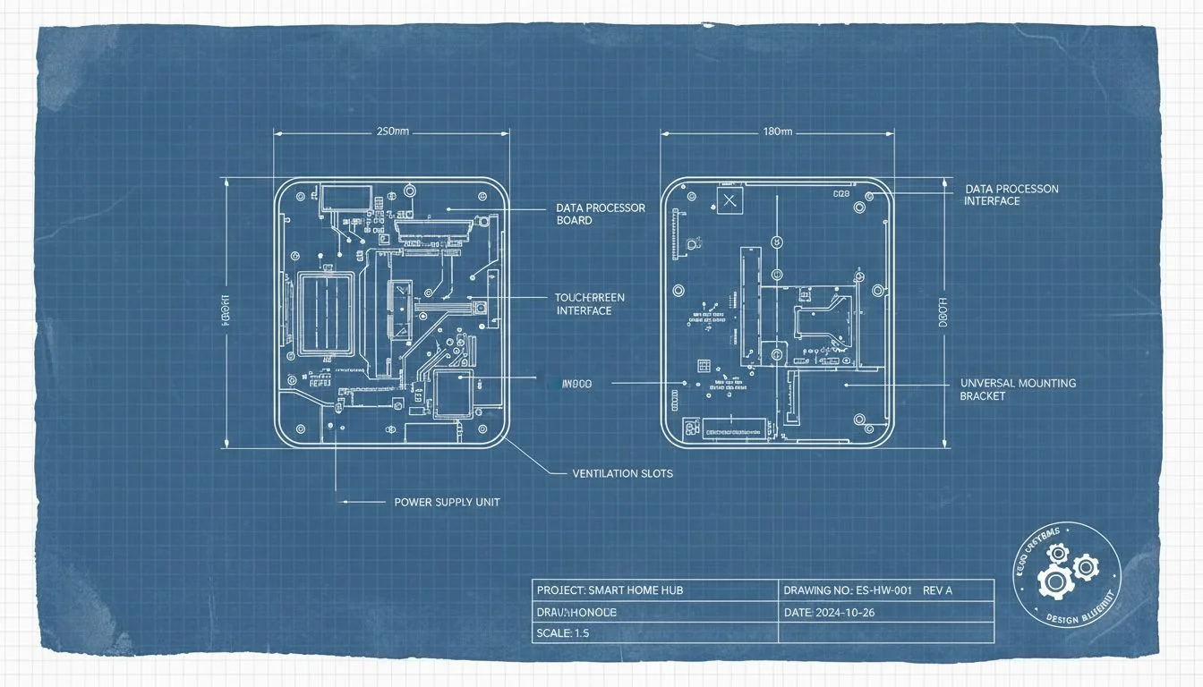 architectural blueprint of wall mounted device