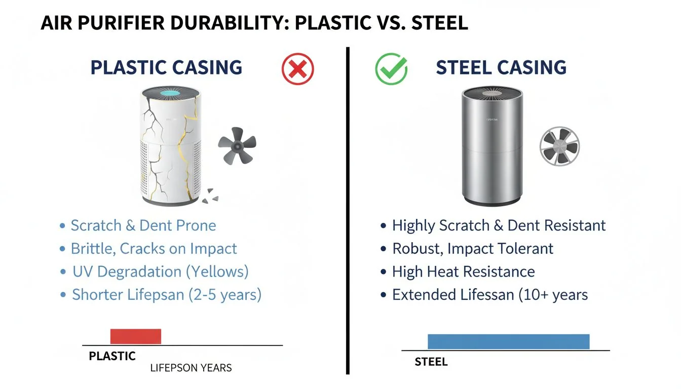 Durability comparison chart comparison of plastic vs steel air purifier durability