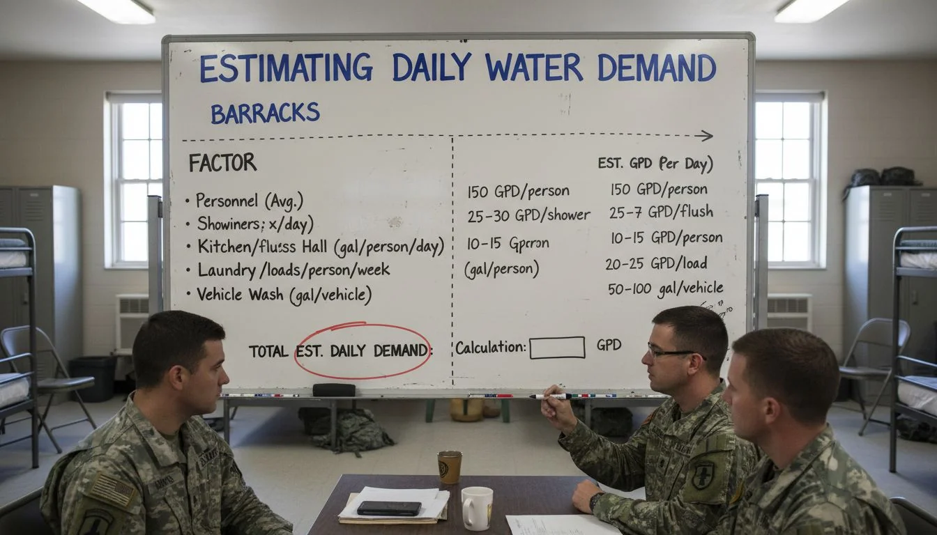 Estimating daily water demand for barracks