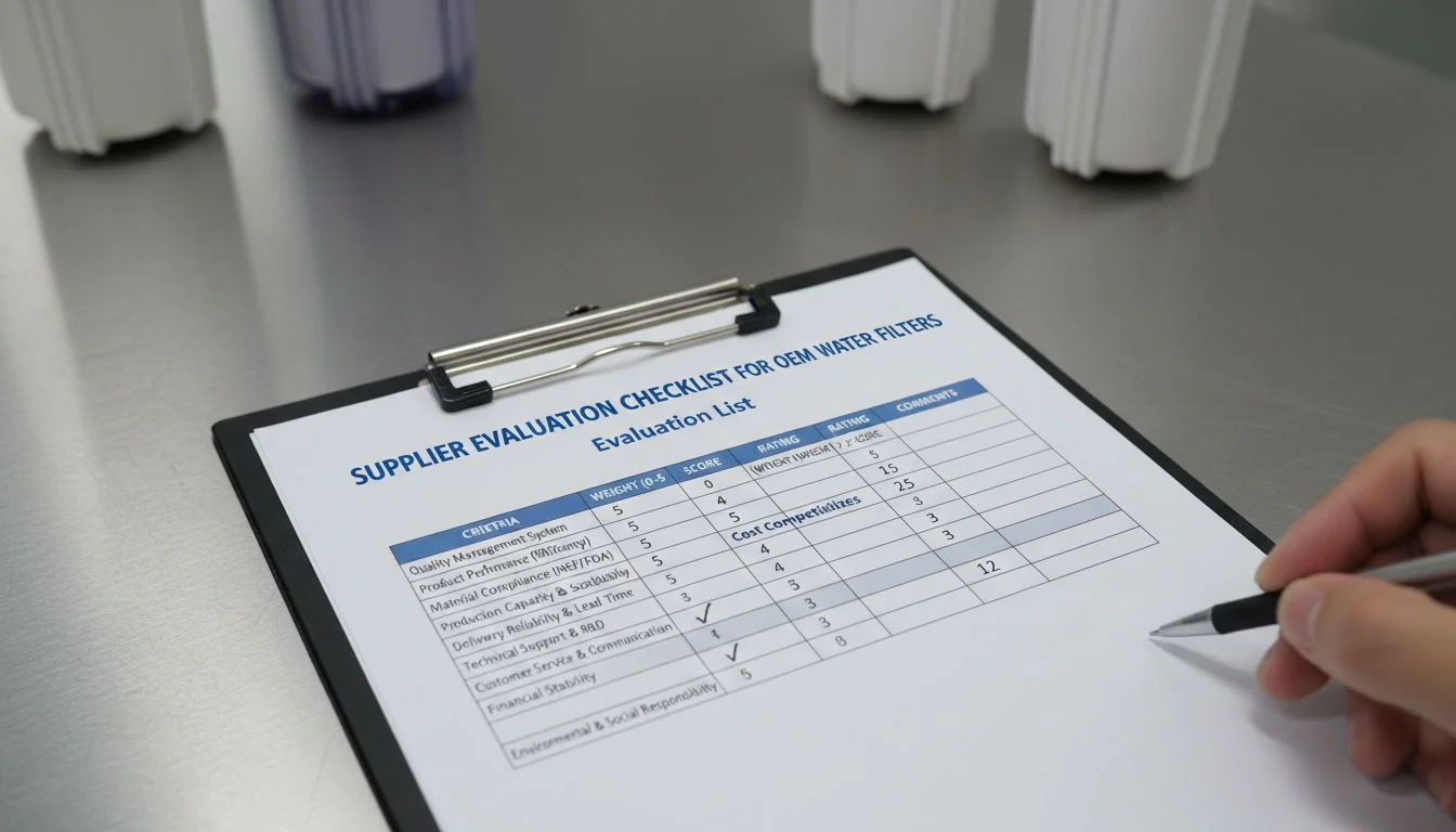 Evaluation List Supplier evaluation checklist for OEM water filters