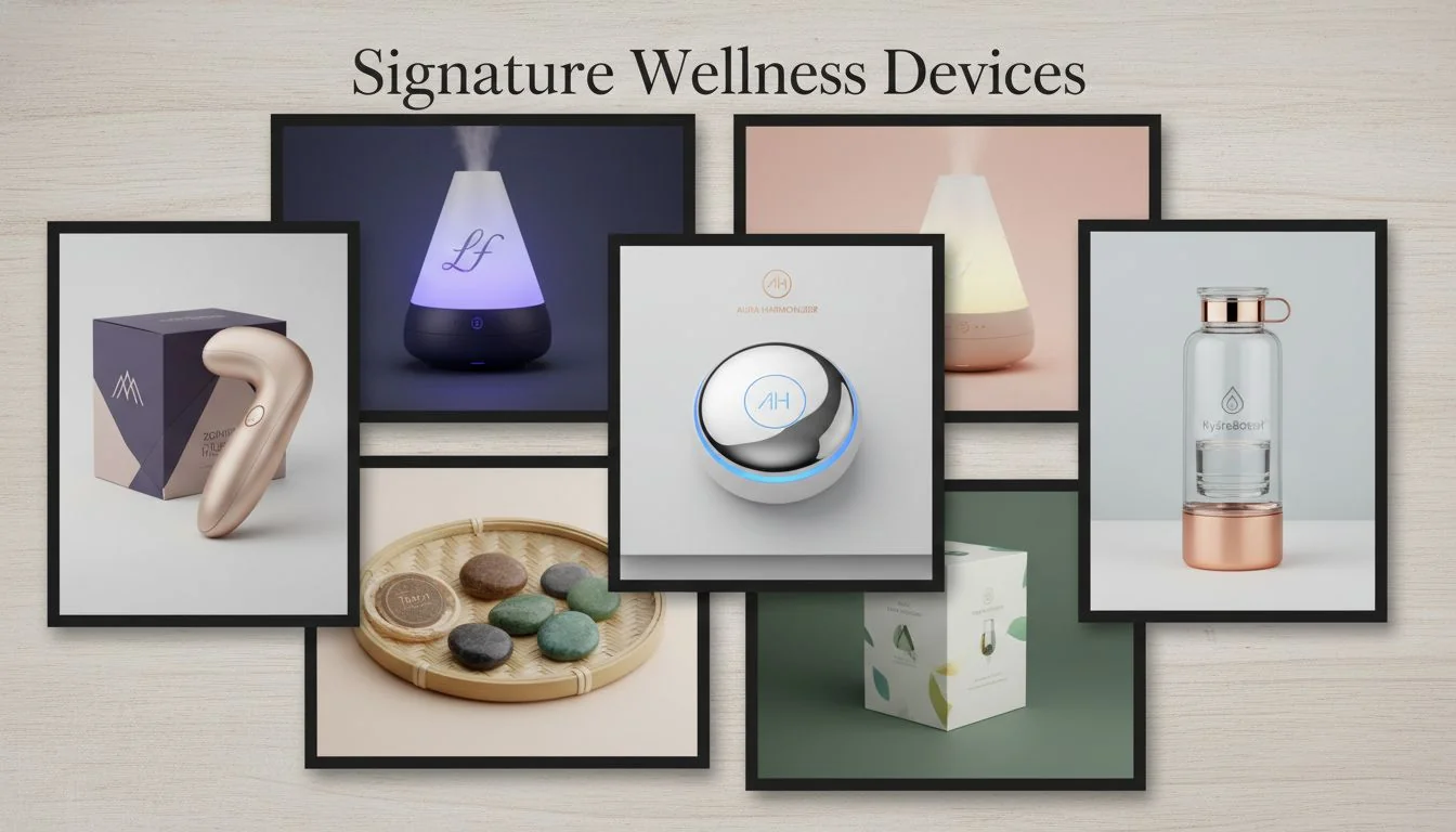 A collage of unique, beautifully designed wellness products with distinct brand identities.