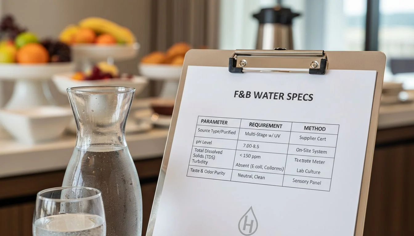 F&B Water Specs hotel food and beverage water specs