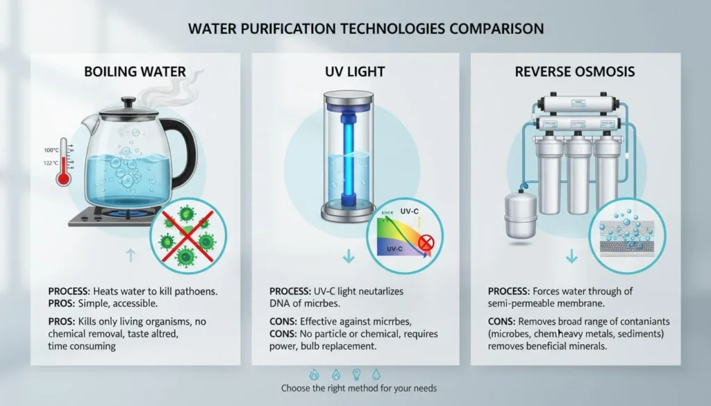 Featured image for RO vs UV vs Boiling: How Water Purification Technologies Compare