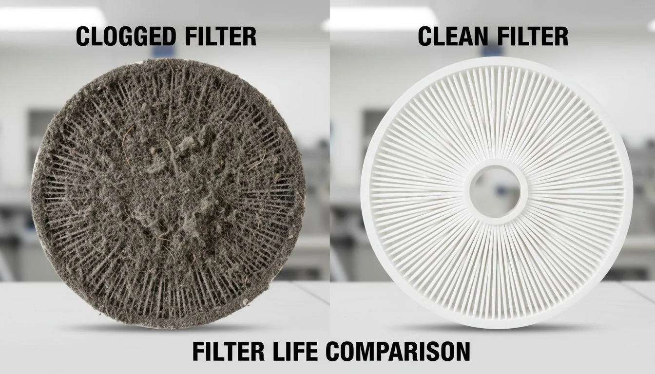 clogged filter vs clean filter comparison