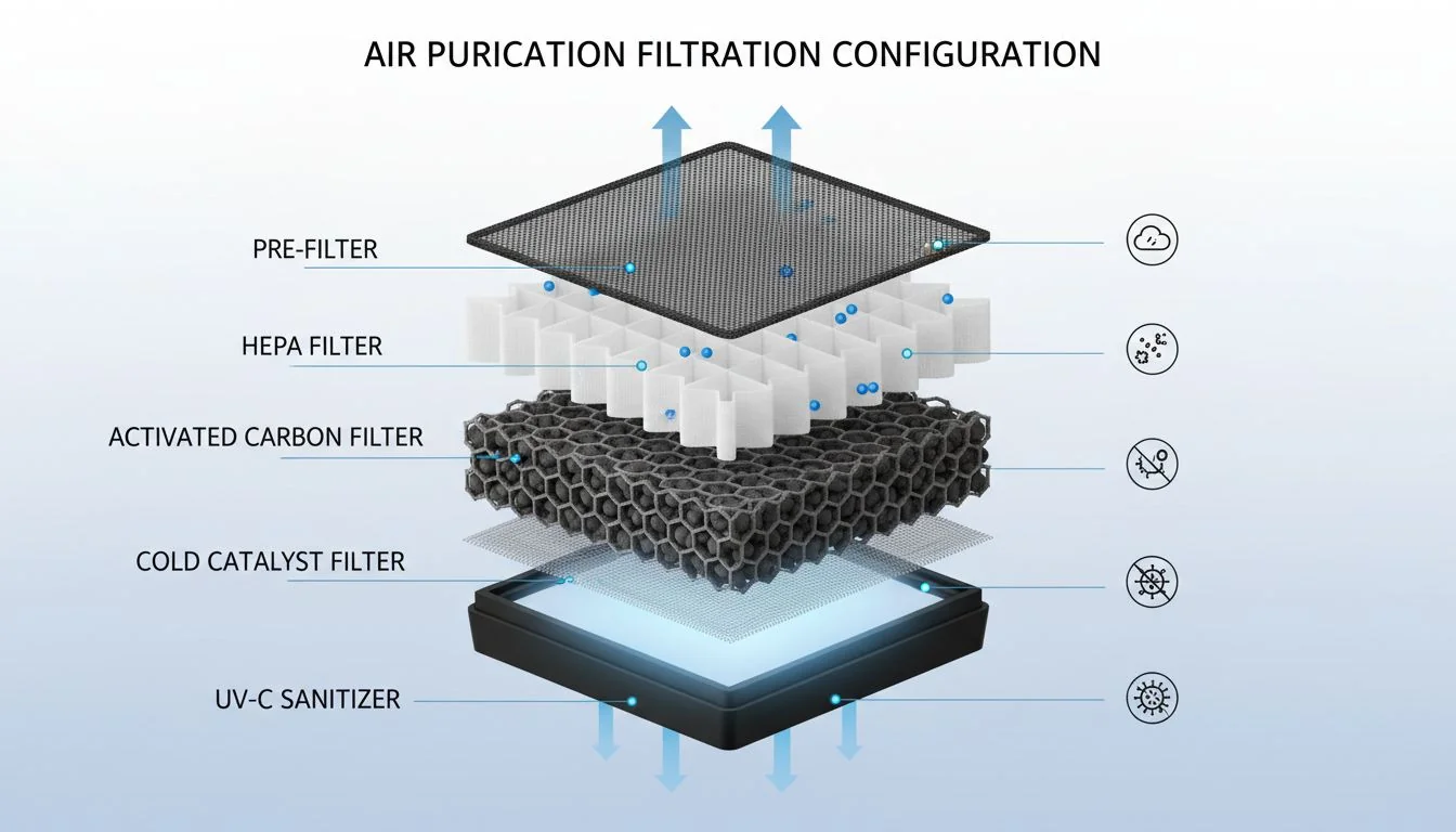 Air purifier filter layers
