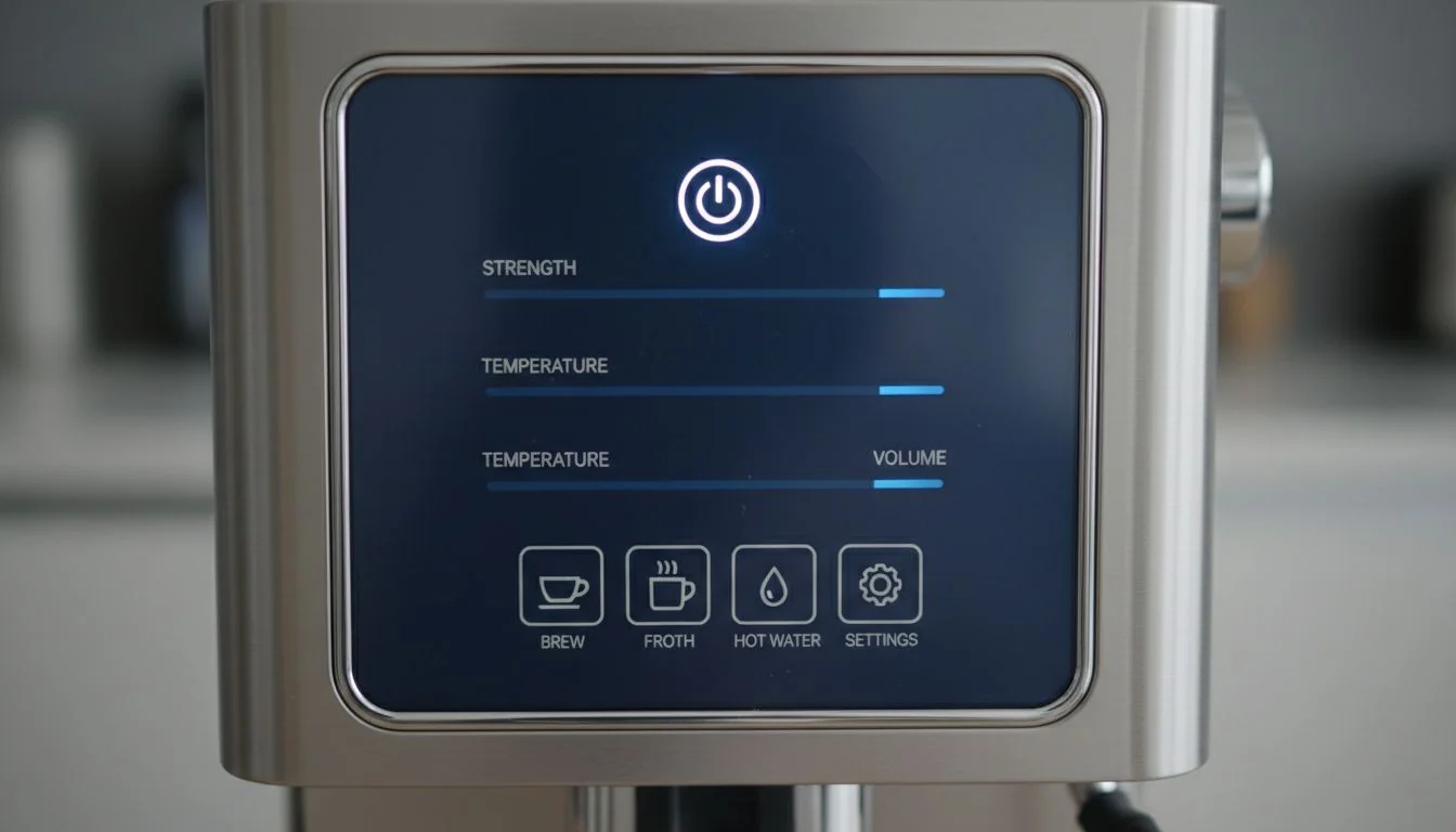 A close-up shot of a modern, redesigned touch control panel on a consumer device