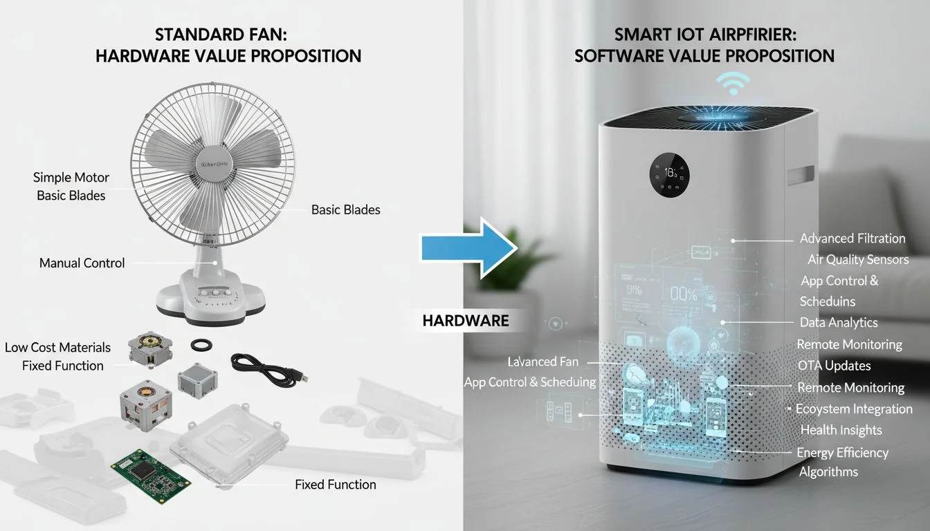 comparison of standard fan vs smart iot air purifier