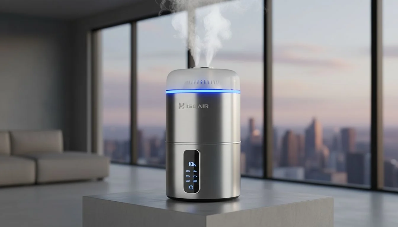 Hisoair innovative stainless steel humidifier A photo of the Hisoair stainless steel humidifier, looking premium and innovative