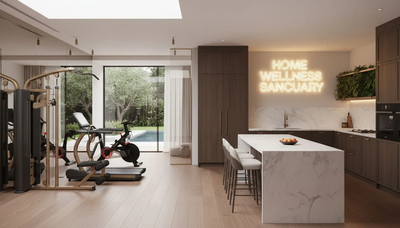 Home Wellness Sanctuary luxury home gym and kitchen integration