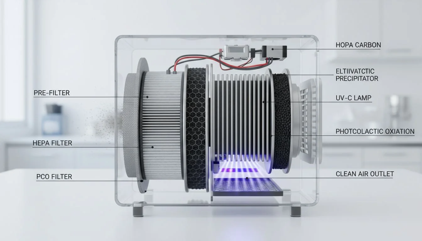 hybrid air purifier internal structure cross section
