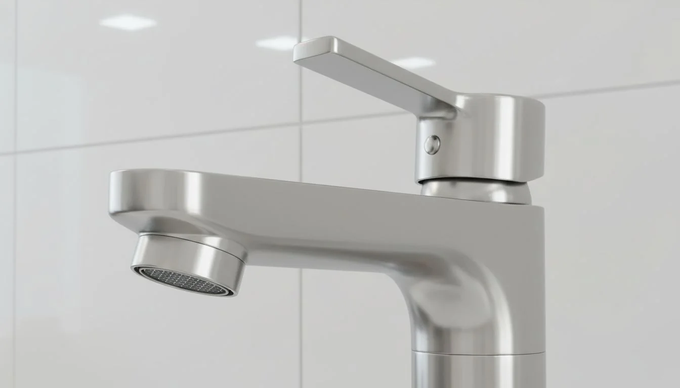 close up of a stainless steel water nozzle