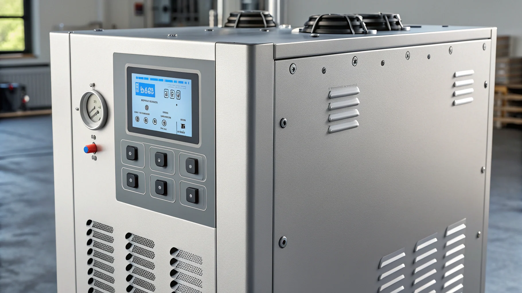 Close-up of a high-tech industrial humidifier unit