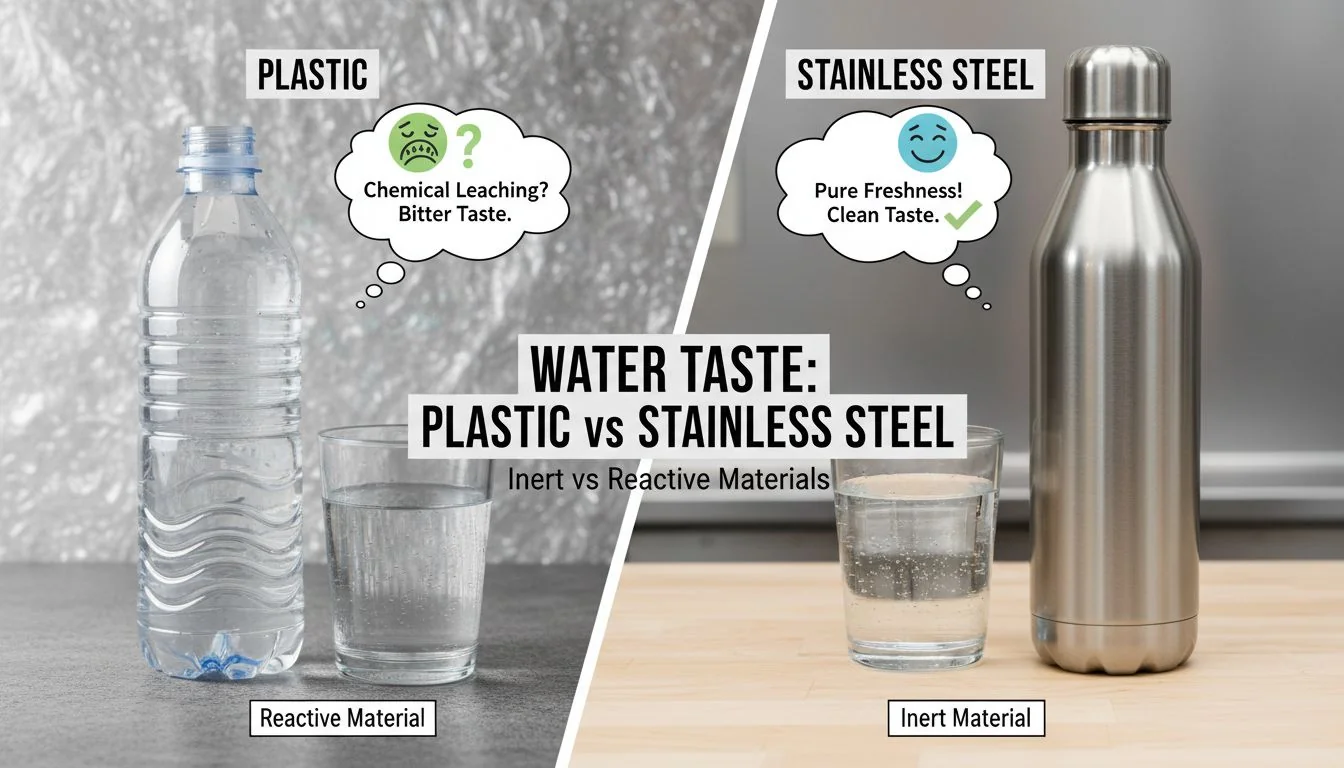 Inert vs Reactive Materials comparison of plastic vs stainless steel water taste