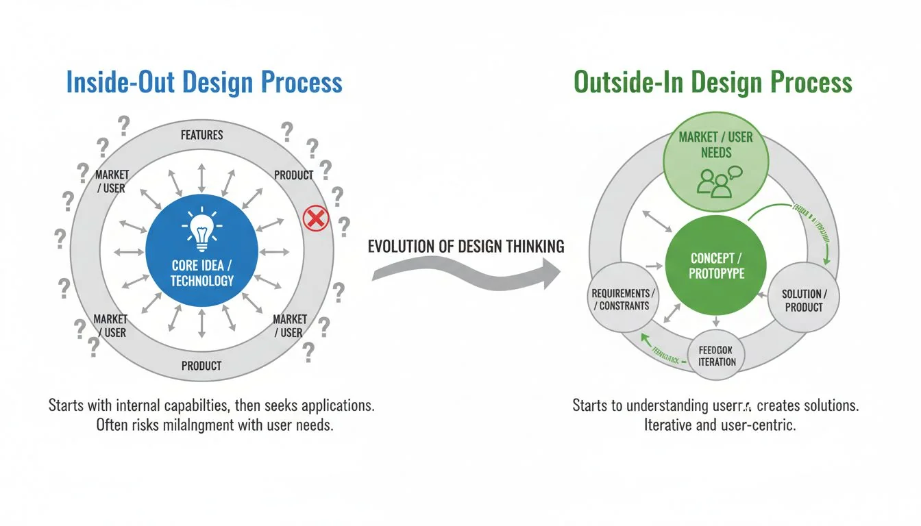 Diagram showing the difference between Inside-Out and Outside-In design processes
