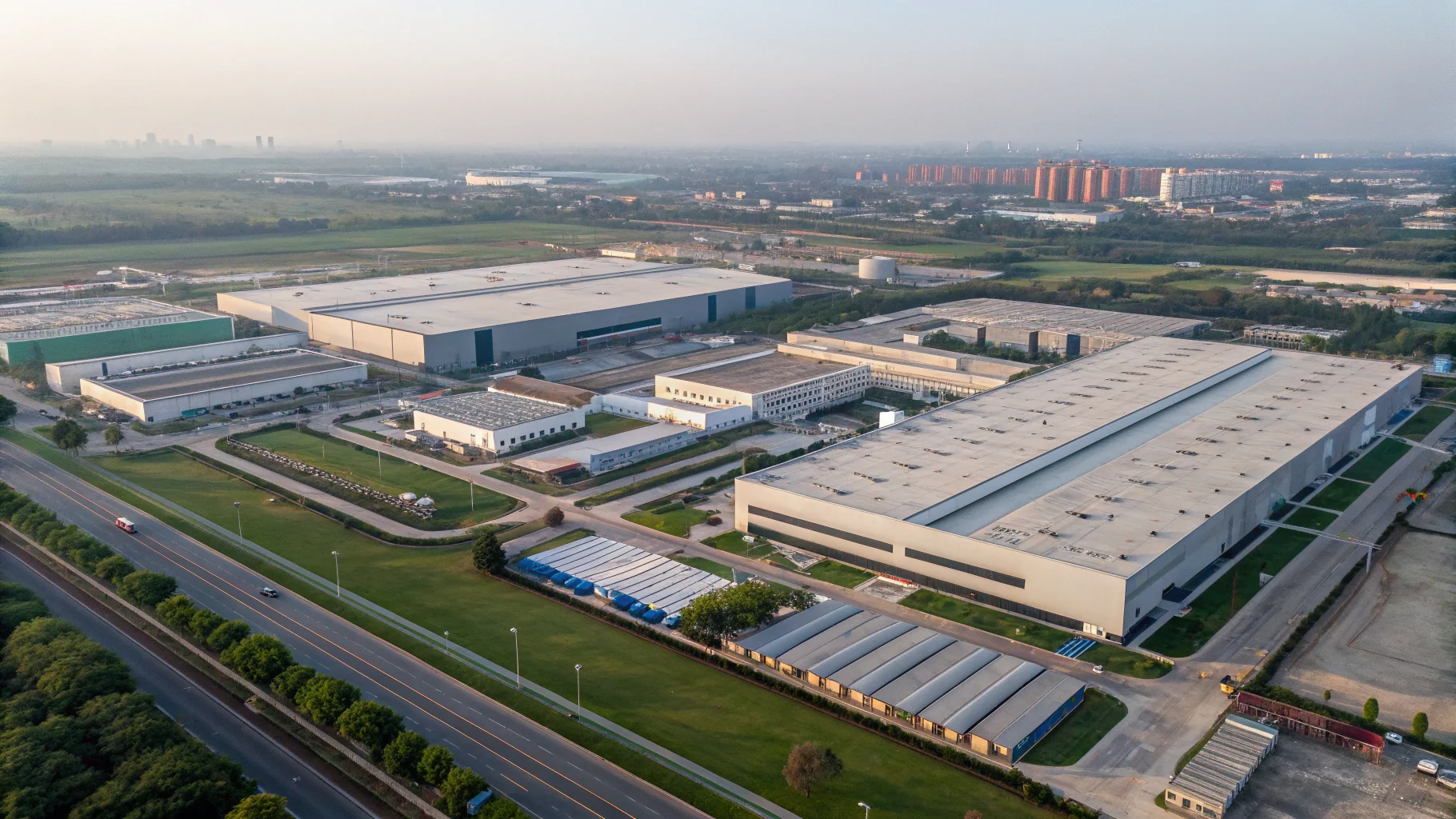 An aerial view of the expansive Kent manufacturing facility in Noida