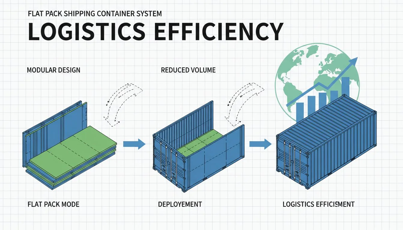 Logistics Efficiency flat pack shipping container diagram
