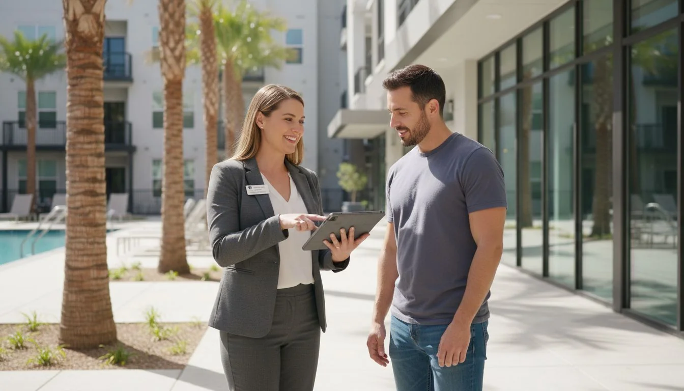 property manager talking to resident