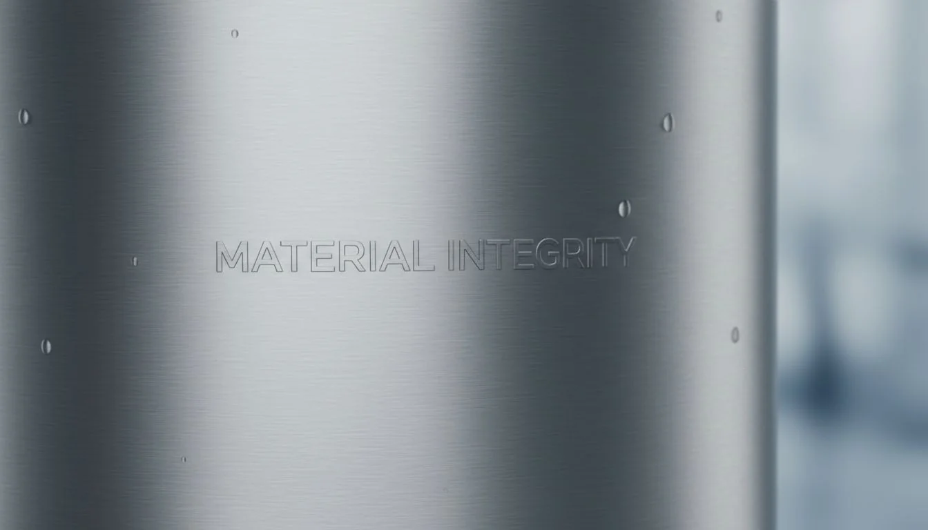 Material Integrity close up of brushed stainless steel texture on water purifier