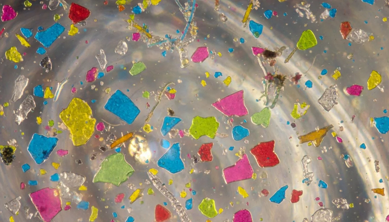 Microplastics in Water microscopic view of microplastics in water