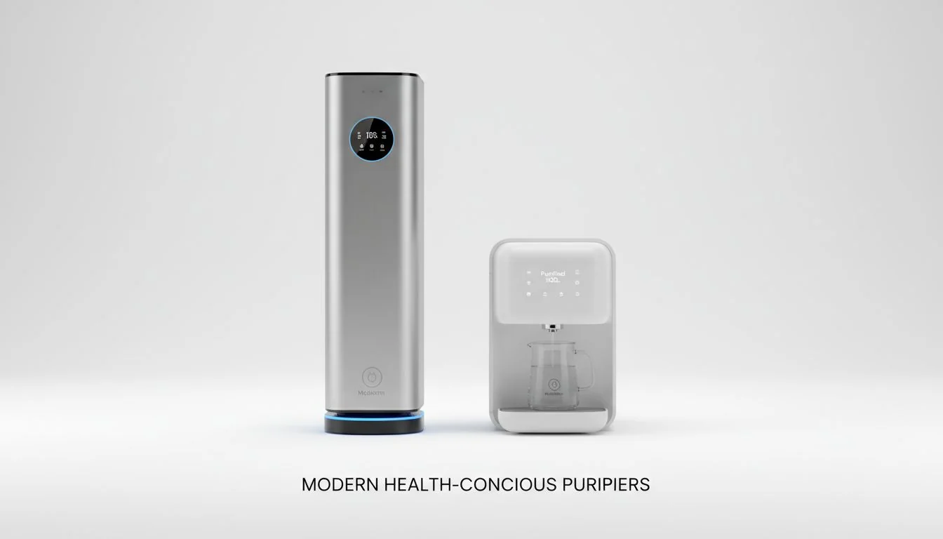 Modern Health-Conscious Purifiers Sleek and modern air and water purifiers on a clean background