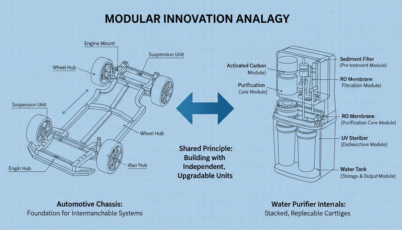 car chassis diagram compared to water purifier internals