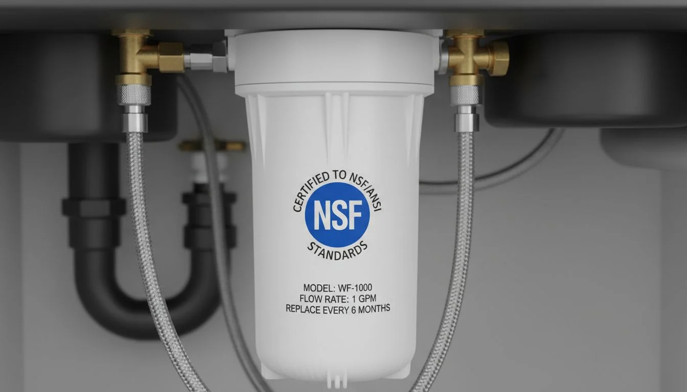 NSF certification mark on water filter NSF certification mark on water filter