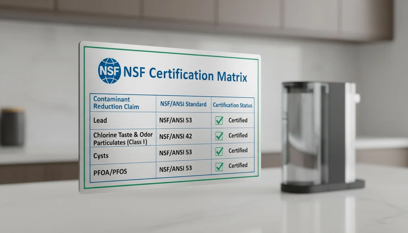 NSF Certification Matrix NSF certification matrix water purifier