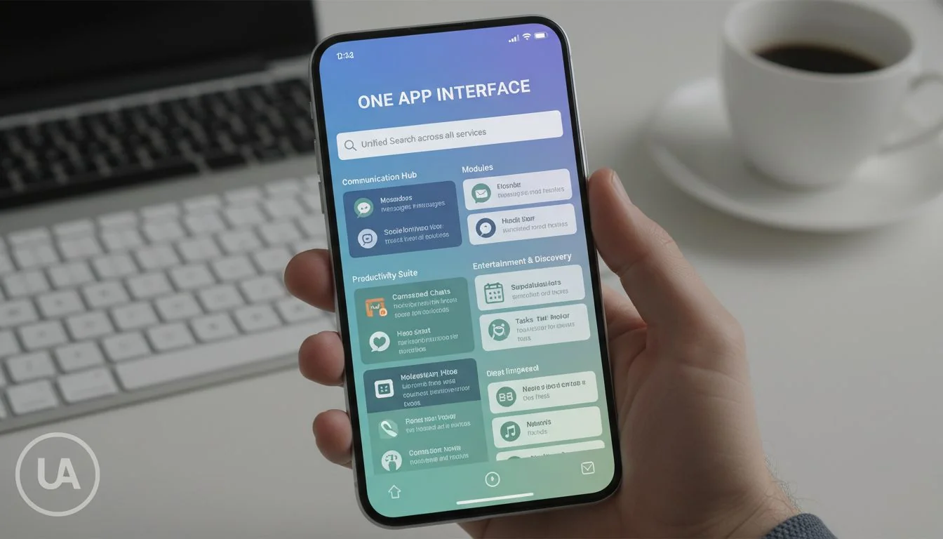 Smartphone displaying unified app interface