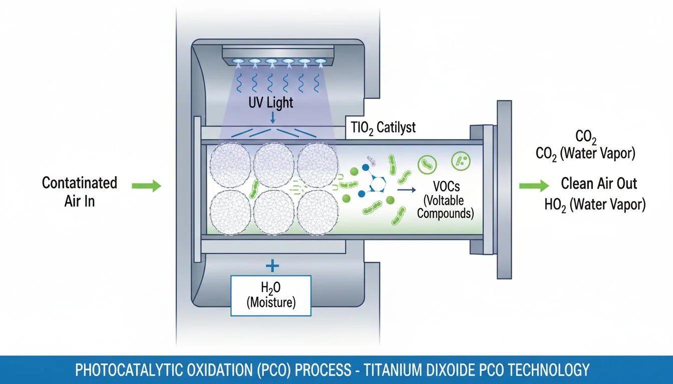photocatalytic oxidation process diagram titanium dioxide