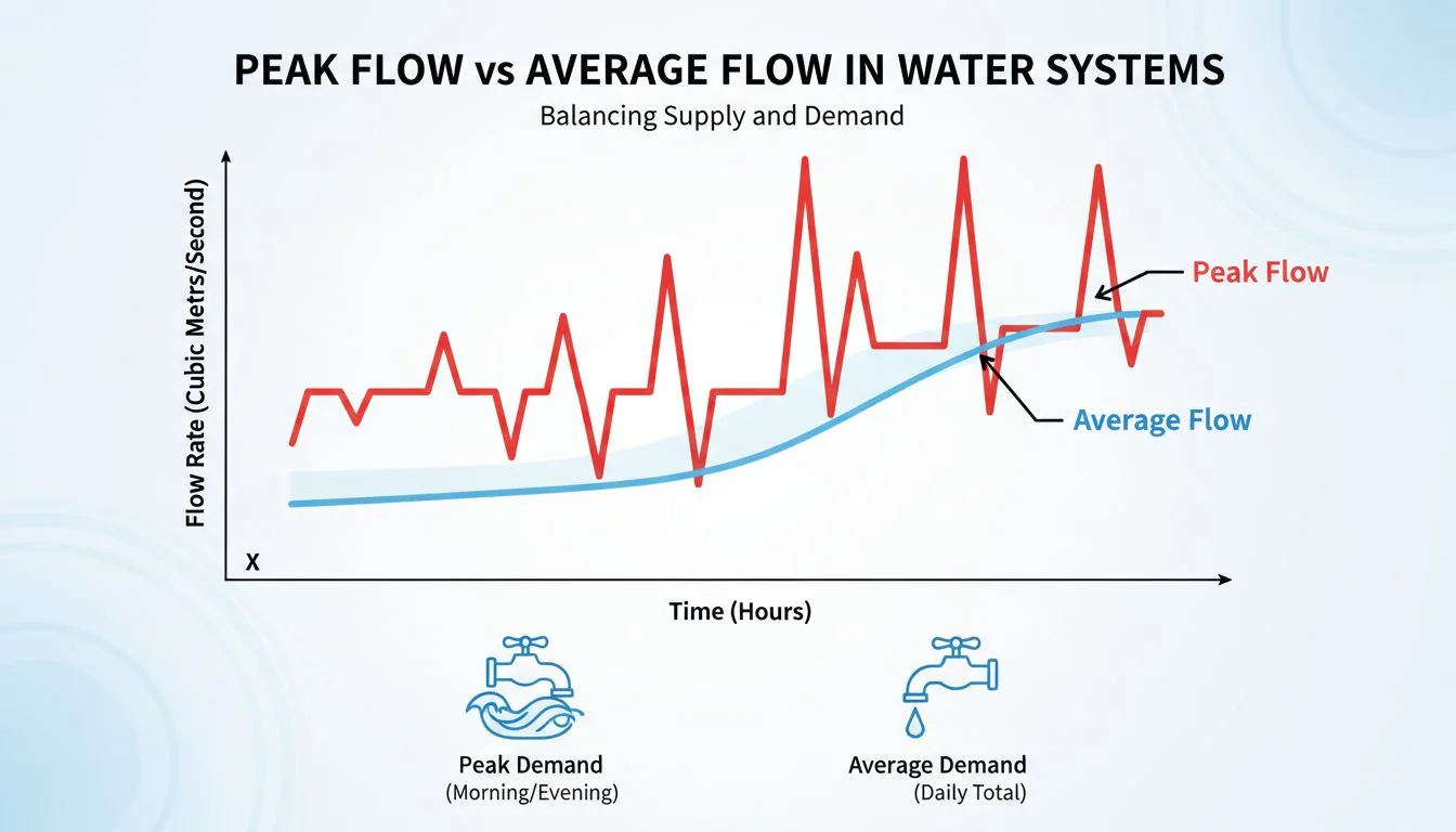 Peak flow vs average flow in water systems