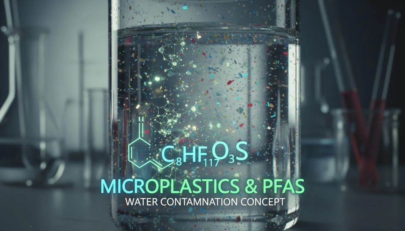 microplastics and pfas water concept