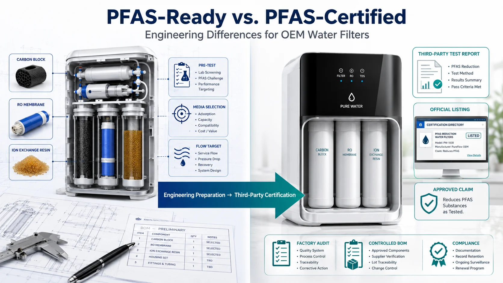PFAS-ready versus PFAS-certified water filter engineering comparison
