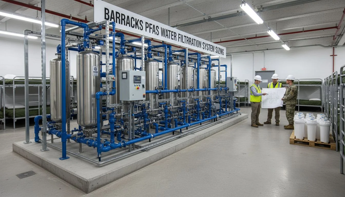 PFAS water filtration system sizing for barracks