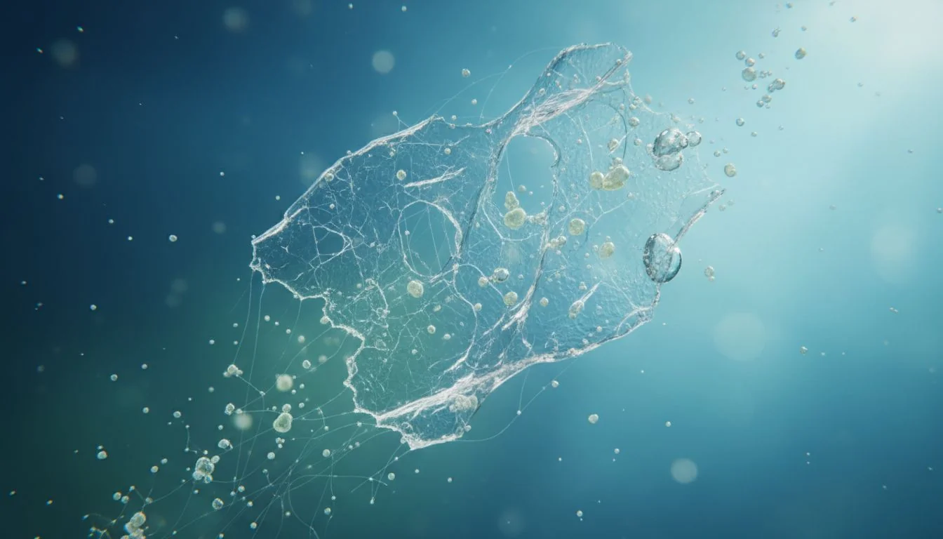 Plastic Leaching Concept magnified view of plastic surface degrading in water