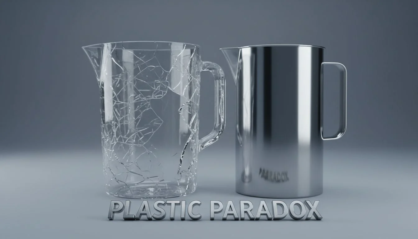 cracked plastic water pitcher vs stainless steel