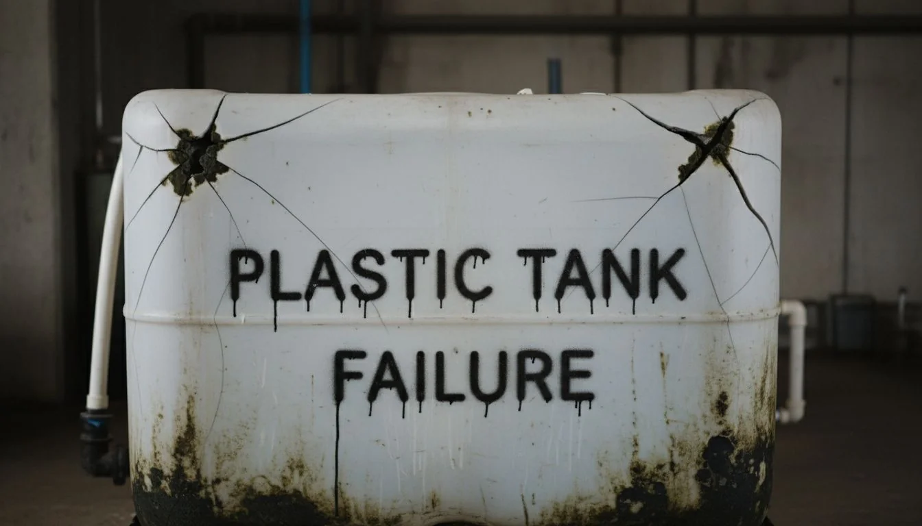 Plastic Tank Failure cracked plastic water tank with mold in corners