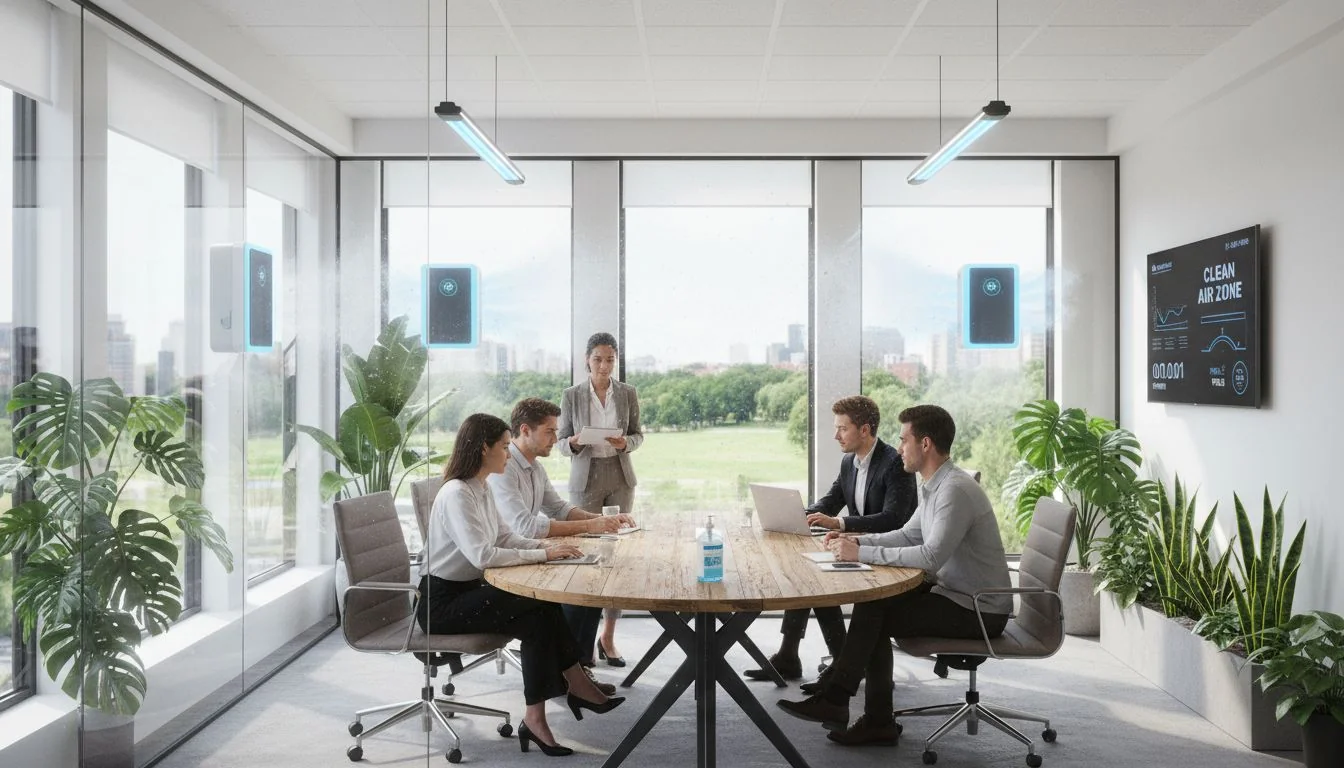 office workers in clean air environment