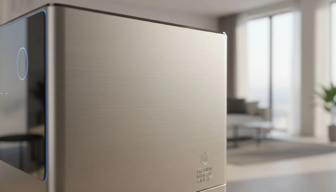Close up of brushed metal texture on air purifier