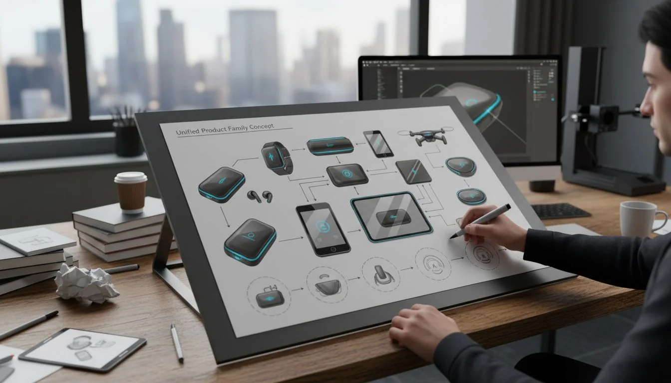 designer sketching a unified product family concept