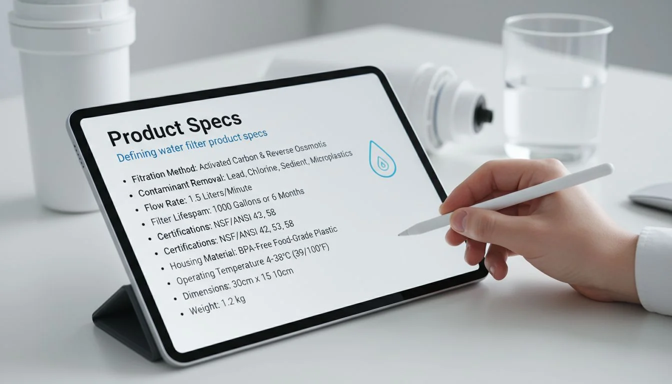 Product Specs Defining water filter product specs