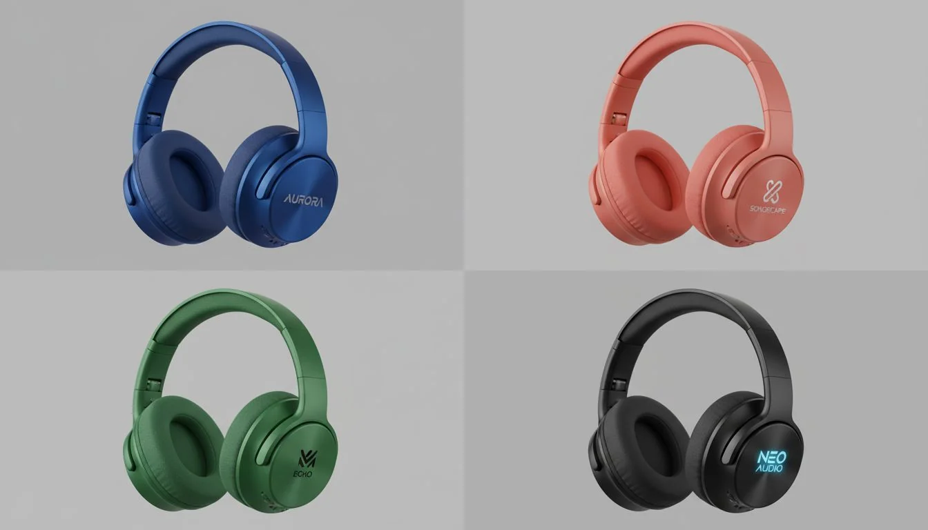 A single product model shown in various colors and with different brand logos applied