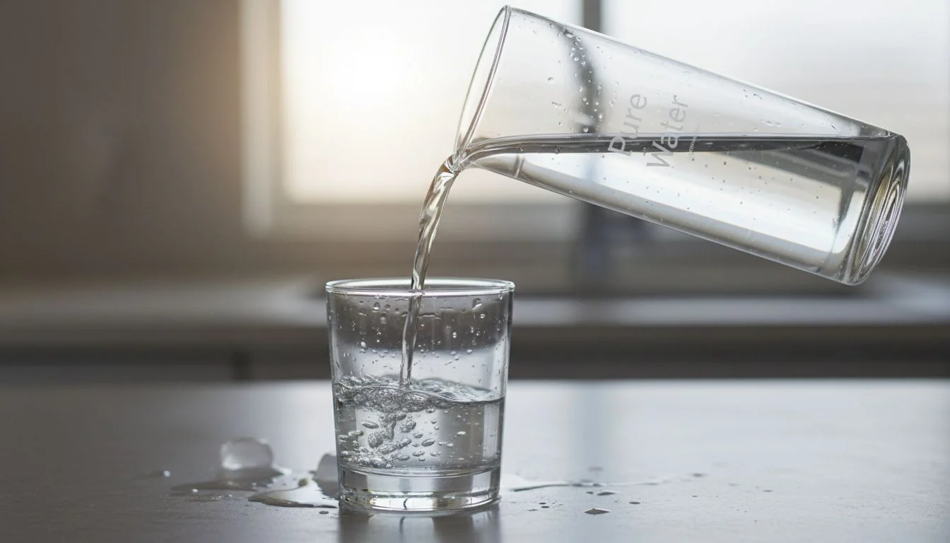 Pure Water in Glass Carafe Close-up shot of water pouring from a glass carafe