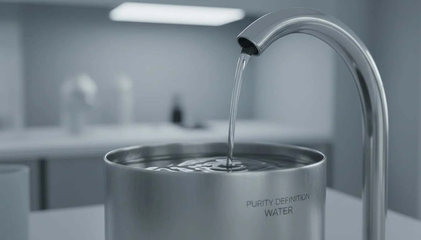 clean water pouring into stainless steel container
